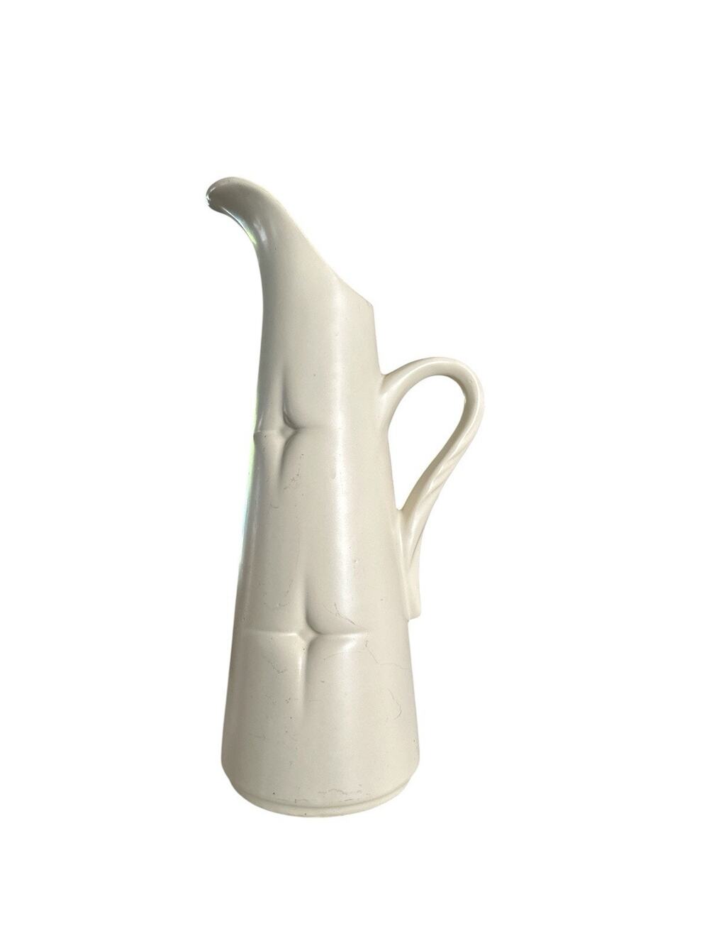 VTG USA 461 Ceramic Art Pottery Atomic Starbust 12" Ewer Pitcher White